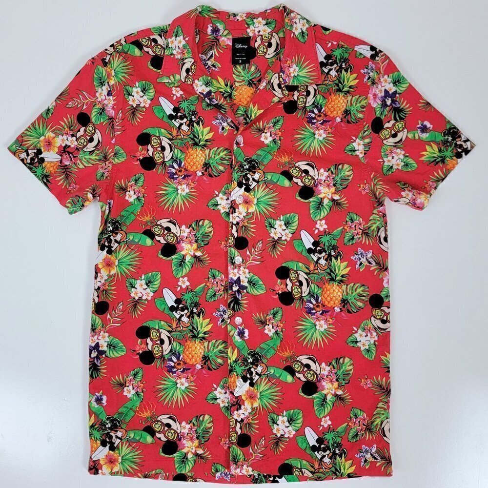 Disney Mickey Mouse Hawaiian Button Front Shirt S